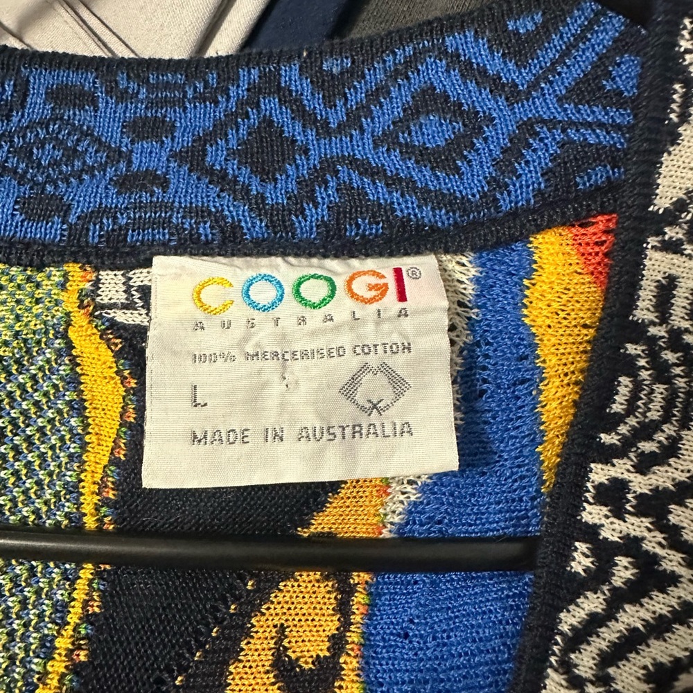COOGI Colorful Knit Sweater with Blue and Yellow